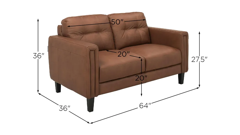 Salerno Leather Loveseat Dimensions