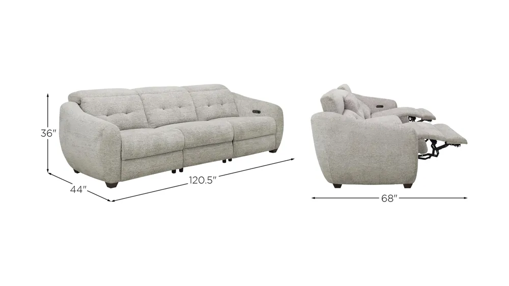 Carson 3-pc. Dual Power Reclining Sofa Dimensions