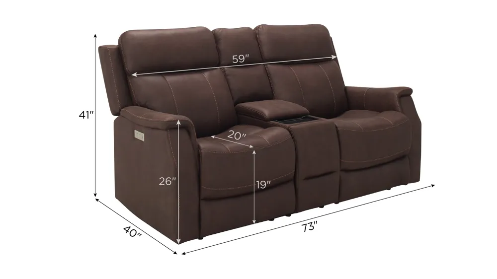 Rendall Power Console Layflat Loveseat Dimensions