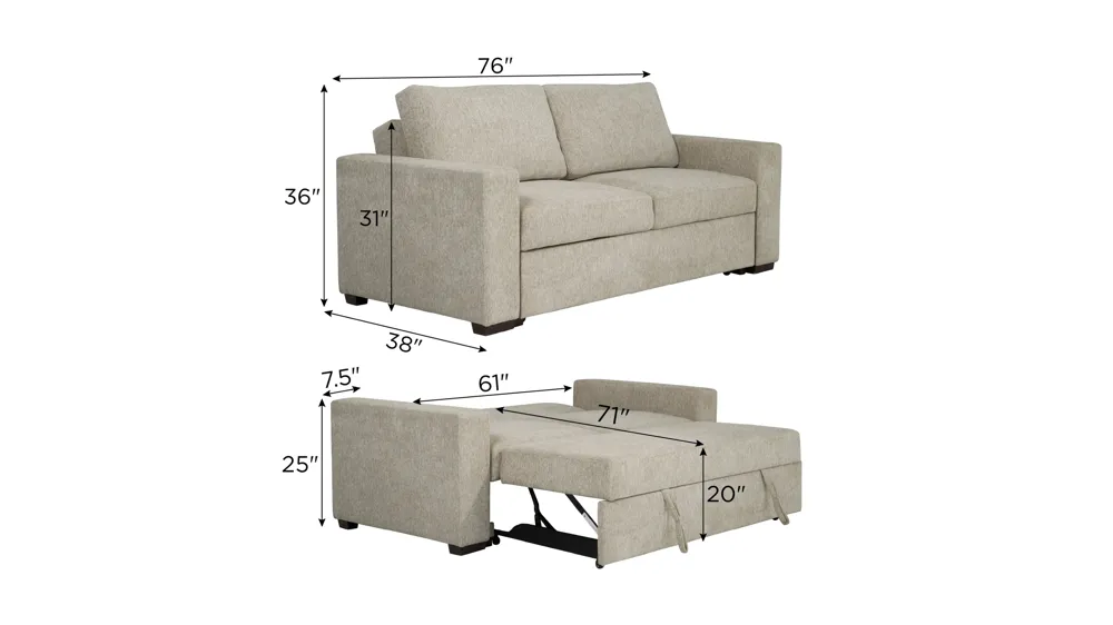 Juniper 2-pc. Pop-Up Sleeper Sofa Dimensions