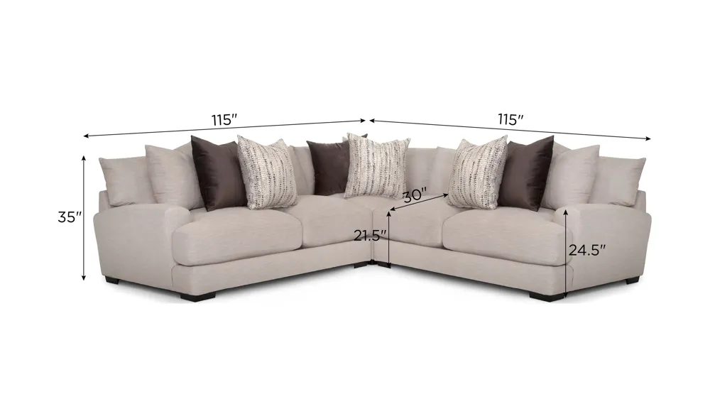 Carter 3-pc. Sectional Dimensions