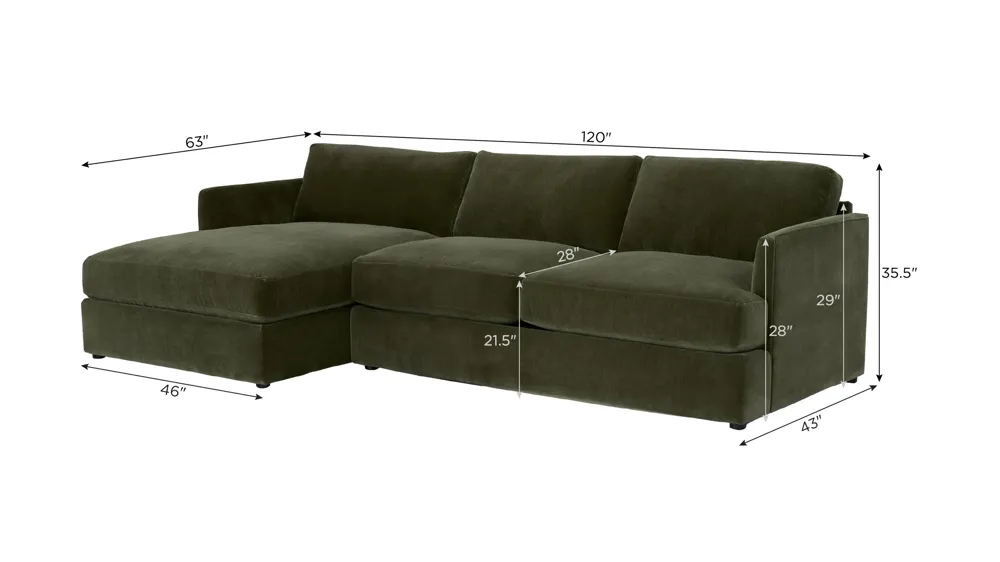 Everest 2-pc. Sofa Chaise Dimensions
