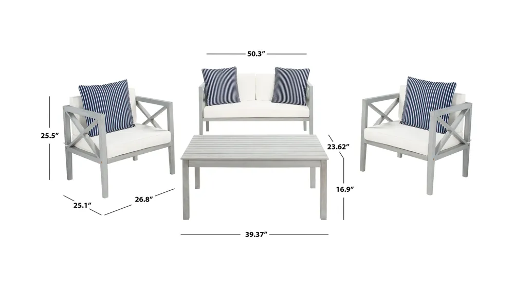 Johannes 4-pc. Patio Set Dimensions