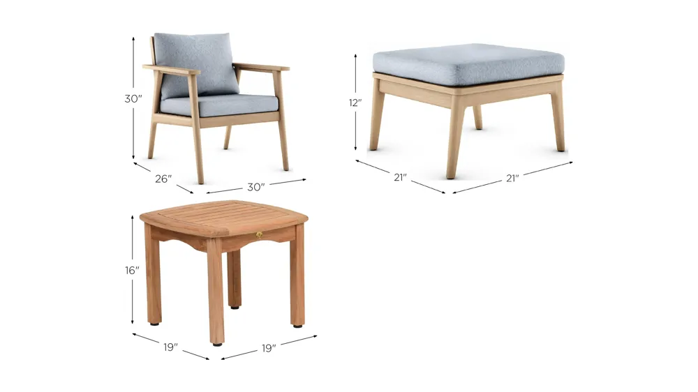 Rhodes Outdoor 5-pc. Seating Set Dimensions