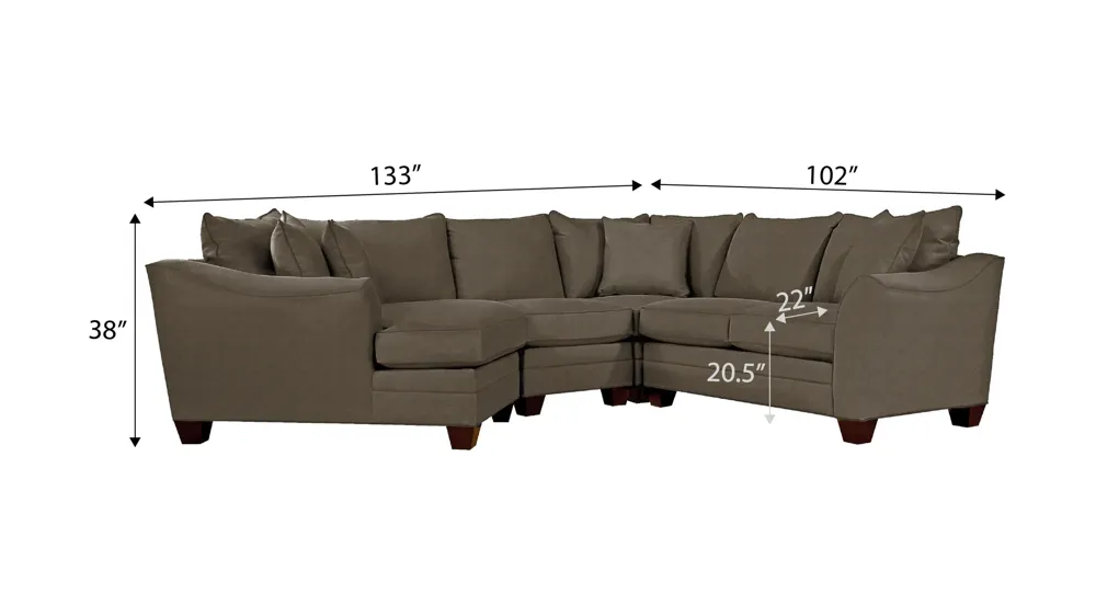 Foresthill 4-pc. Left Hand Cuddler Sectional Sofa Dimensions