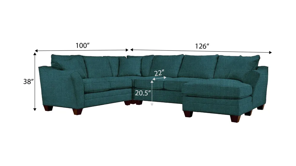 Foresthill 4-pc. Sectional w/ Right Arm Facing Chaise Dimensions