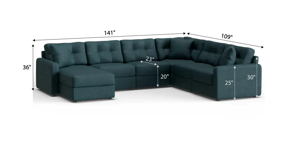 ModularOne 6-pc. Sectional Dimensions