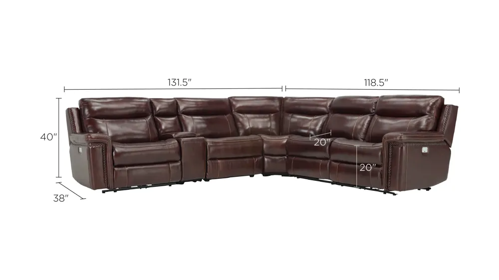 Lattimore 6-pc. Leather Sectional Dimensions