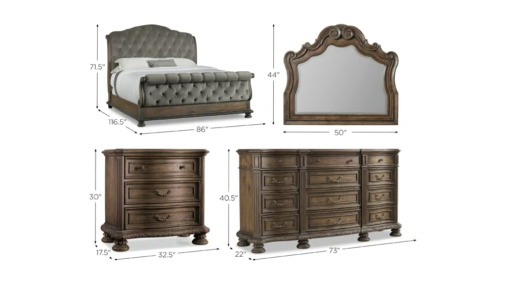 Rhapsody 4-pc. Tufted Bedroom Set Dimensions