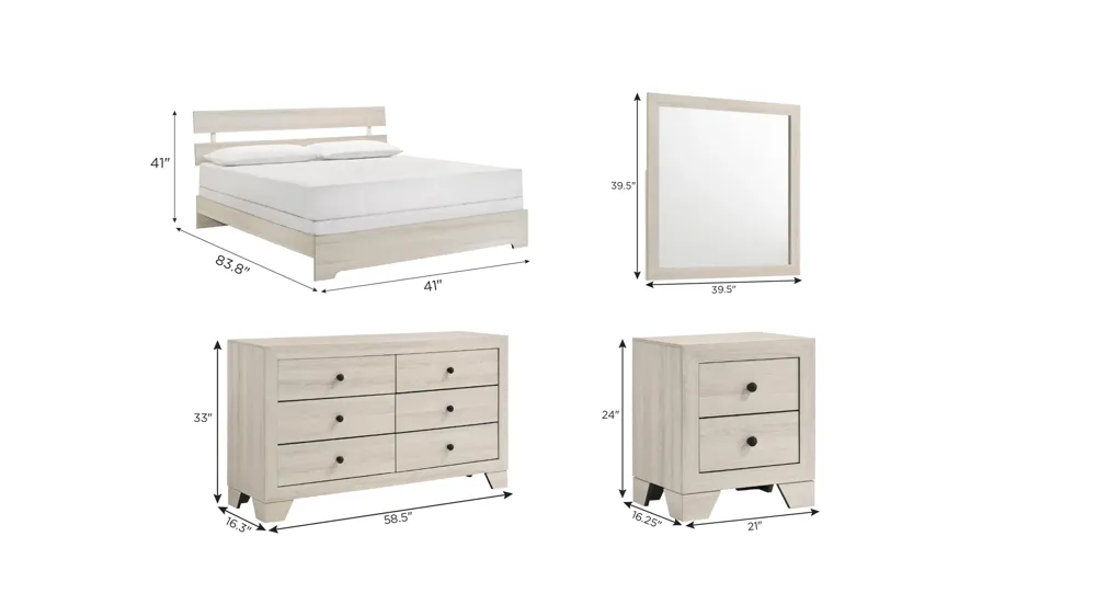 Atticus 4-pc. Platform Bedroom Set Dimensions