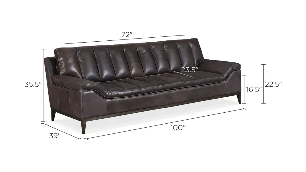Kandor Leather Stationary Sofa Dimensions
