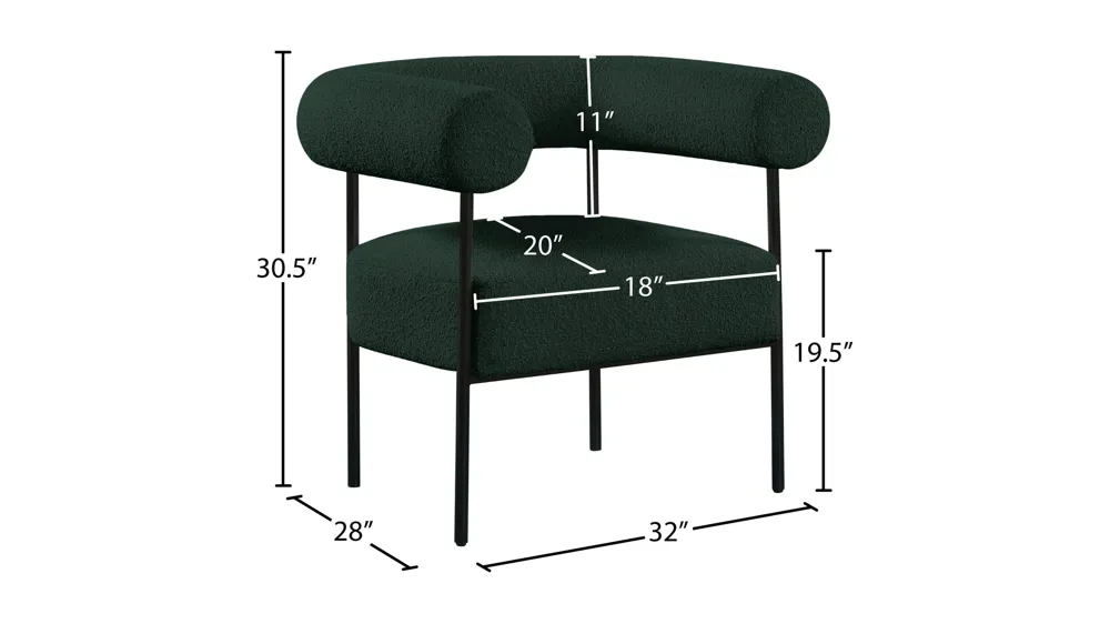 Blake Boucle Fabric Accent Chair Dimensions