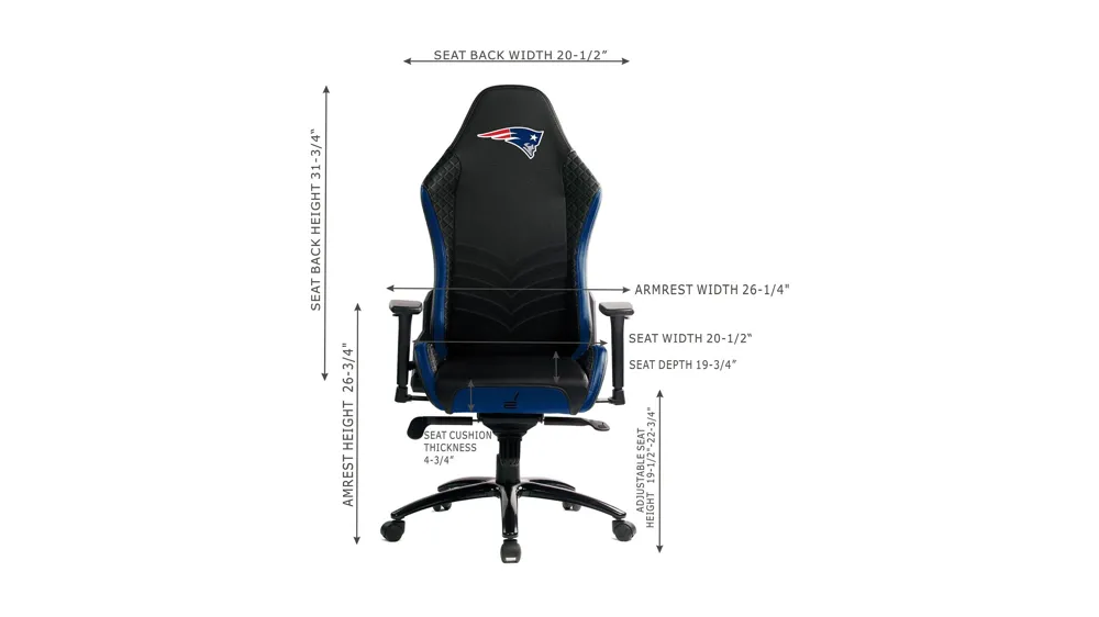 NFL Faux Leather Pro Series Gaming Chair Dimensions