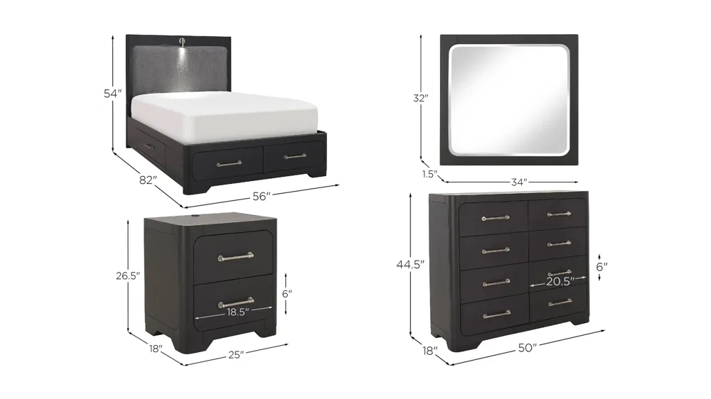 Palmer Lake 4-pc. Bedroom Set Dimensions