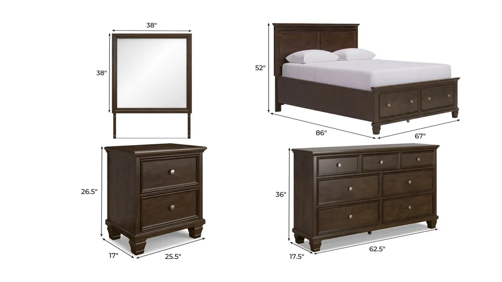 Reed 4-pc. Storage Bedroom Set Dimensions