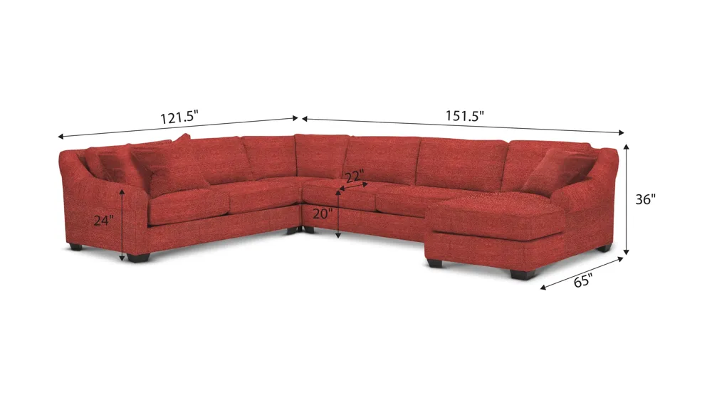 Thatcher 4-pc. Sectional Dimensions