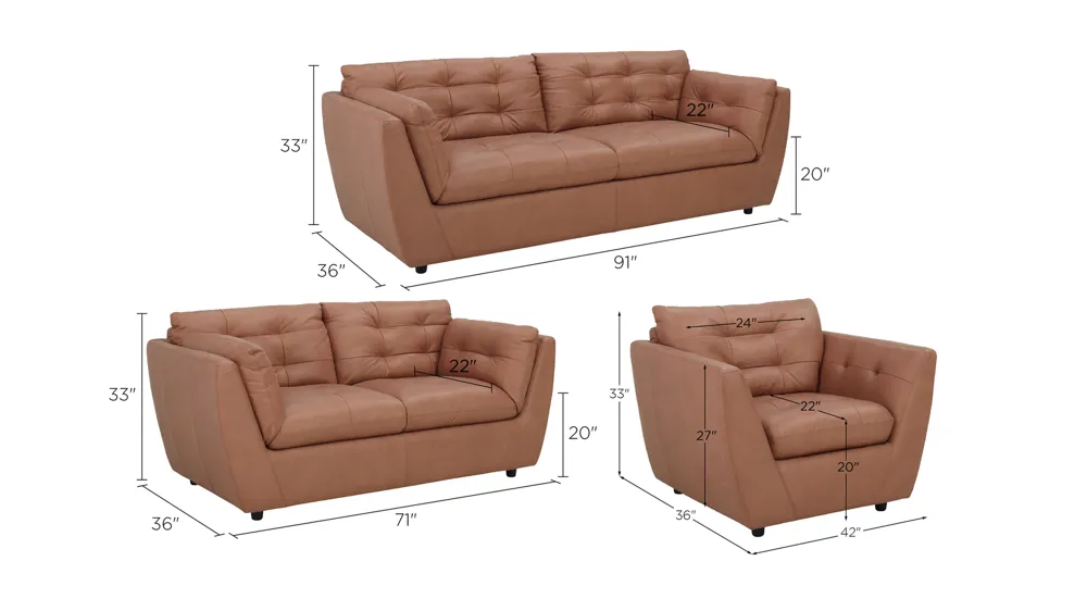 Damar Living Room Set Dimensions
