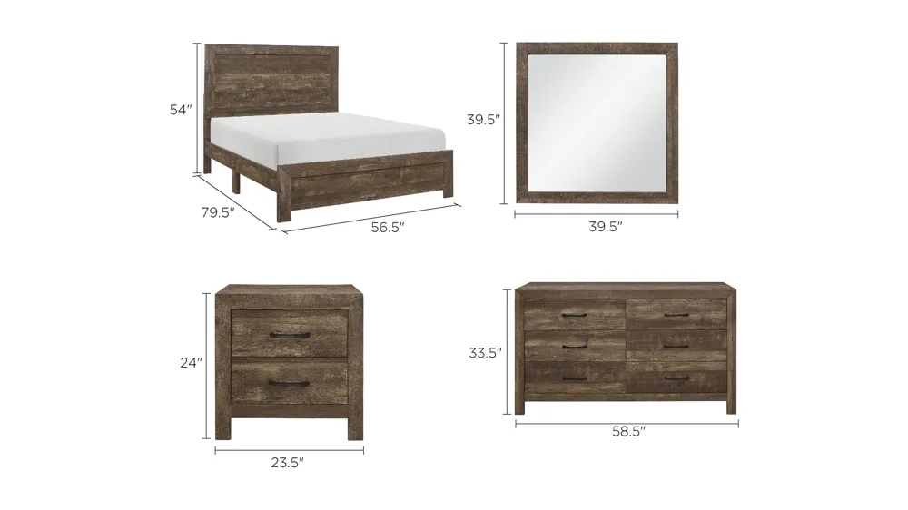 Bijou 4-pc. Panel Bedroom Set Dimensions