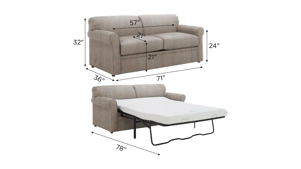 Luann Full Sleeper Sofa Dimensions