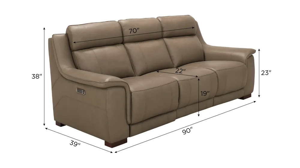 Griffith Power Sofa w/ Power Headrest Dimensions