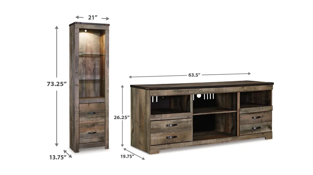 Trinell 3-pc. Entertainment Center Dimensions