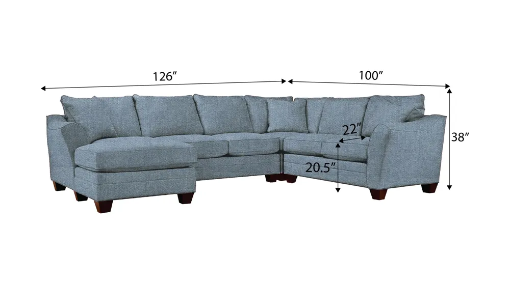 Foresthill 4-pc. Left Hand Chaise Sectional Sofa Dimensions