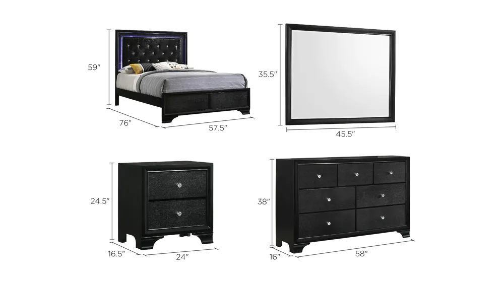 Micah 4-pc. Upholstered Bedroom Set Dimensions