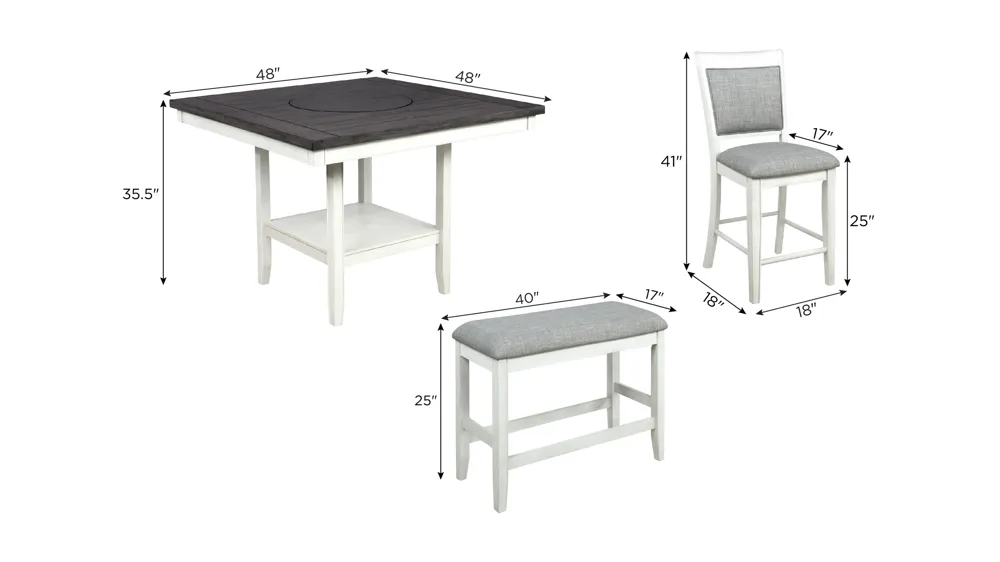Lysander 6-pc. Counter-Height Dining Set Dimensions