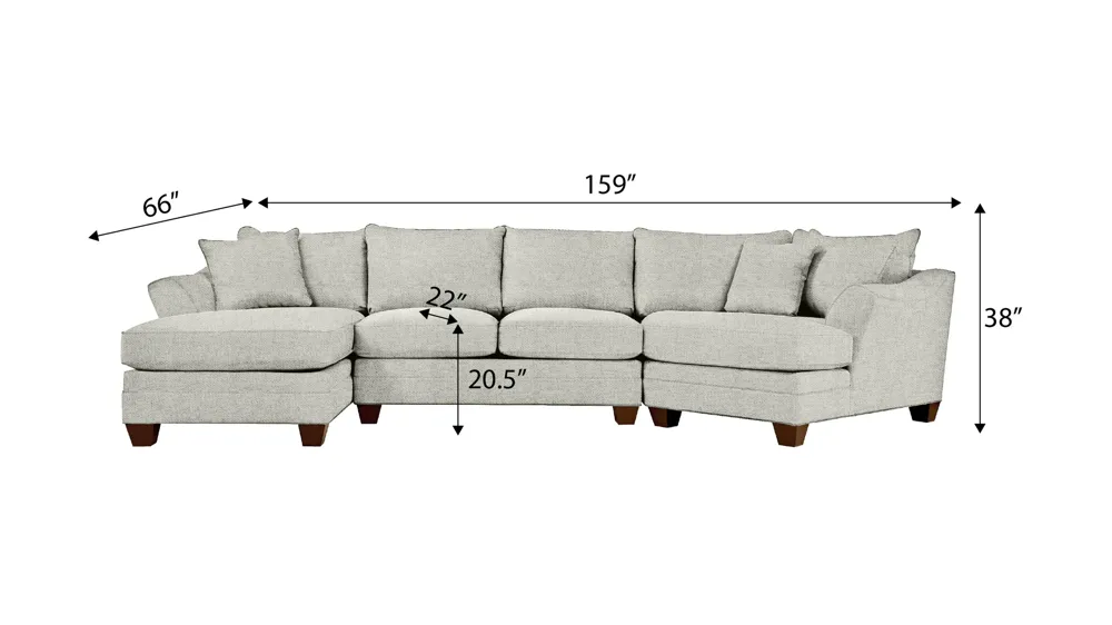 Foresthill 3-pc. Left Hand Facing Sectional Sofa Dimensions