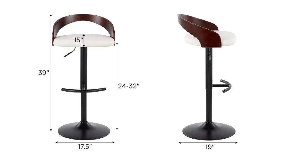 Grotto Adjustable Barstool - Set of 2 Dimensions