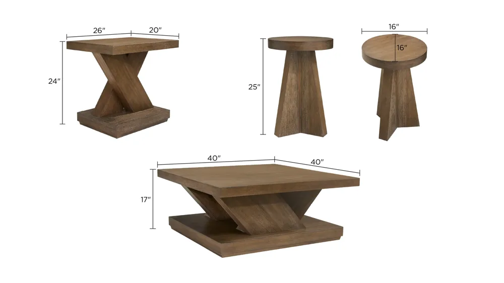 Oxer 3-pc. Occasional Tables Dimensions