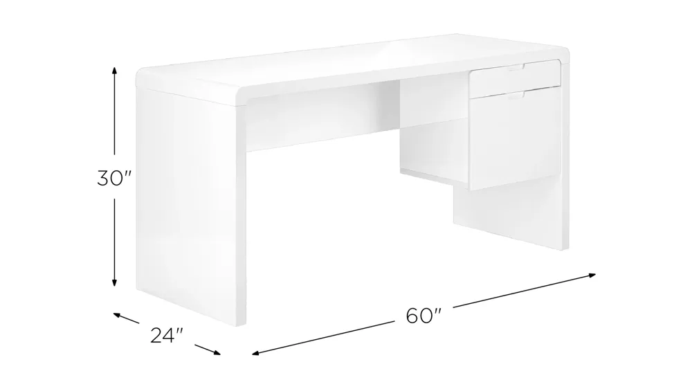 Barney Computer Desk with Two Storage Drawers Dimensions