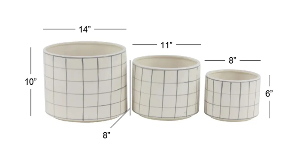 Ivy Collection Buonarroti Planter Set of 3 Dimensions