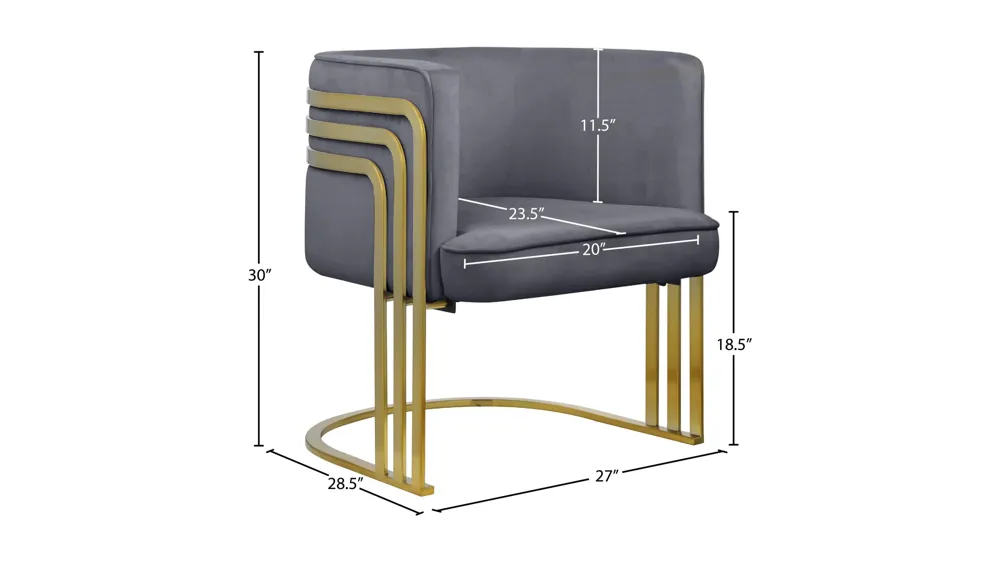 Rays Velvet Accent Chair Dimensions
