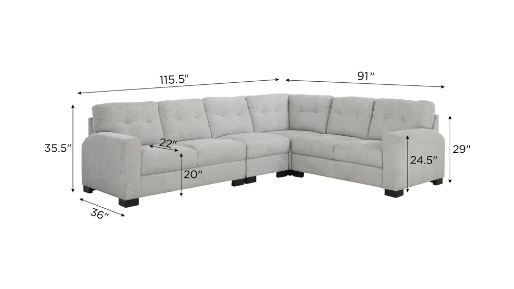Pierce 4-pc. Sectional Dimensions