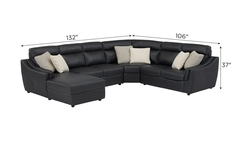Warner 4-pc. Leather Sectional Dimensions
