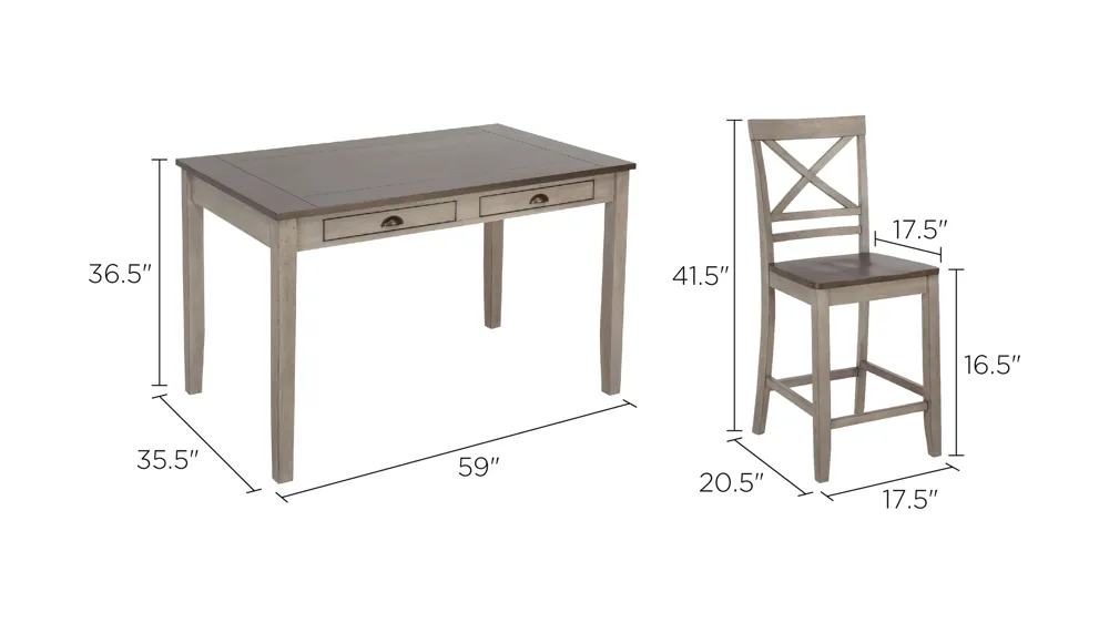 Brookleigh 5-pc. Counter-Height Dining Set Dimensions