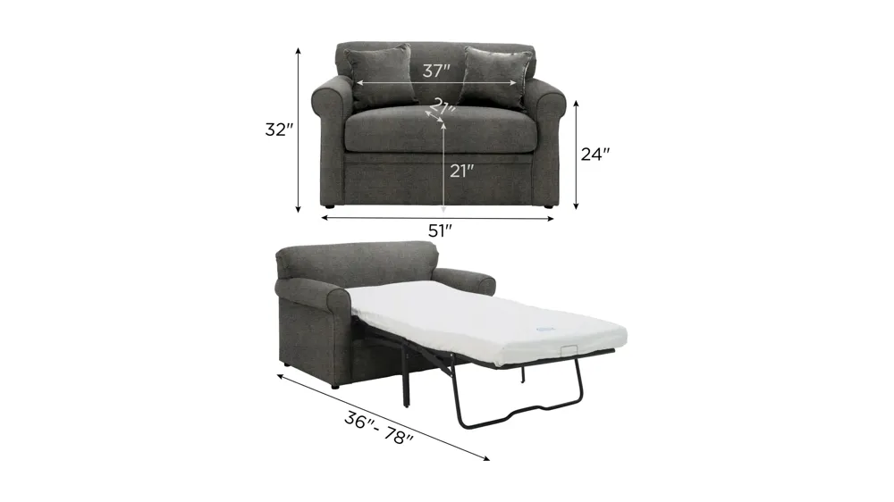Luann Twin Sleeper Sofa Dimensions