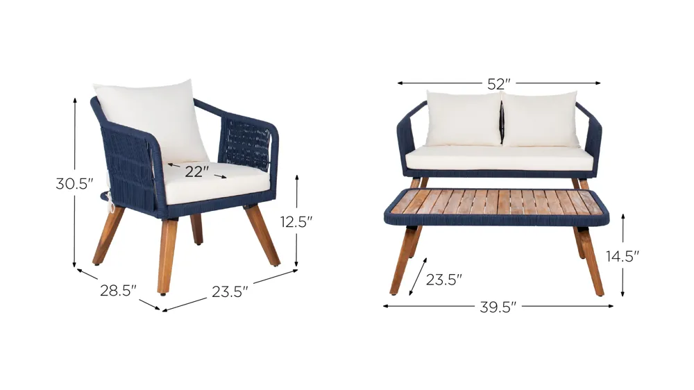 Nason Rope 4 Piece Living Set Dimensions