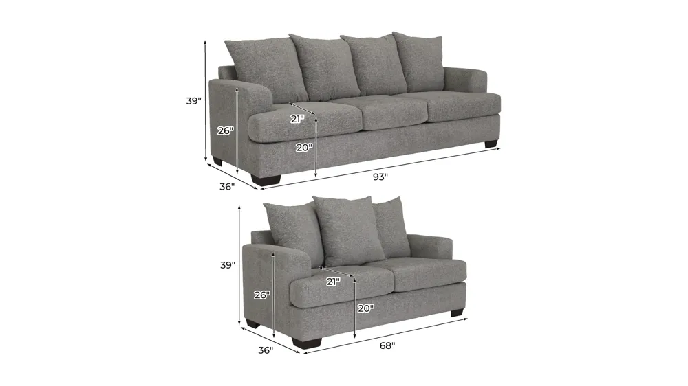 Waldron Living Room Set Dimensions