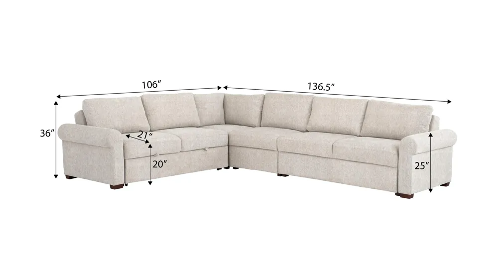 Juniper 5-pc. Sectional Dimensions