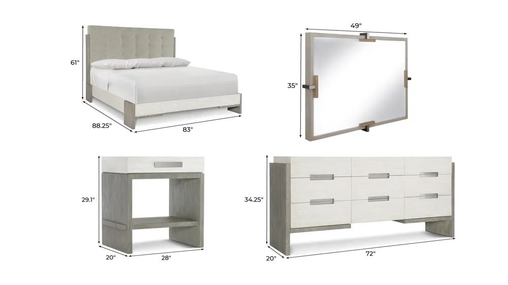 Sterling 4-pc. Bedroom Set w/ 1 Drawer Nightstand Dimensions