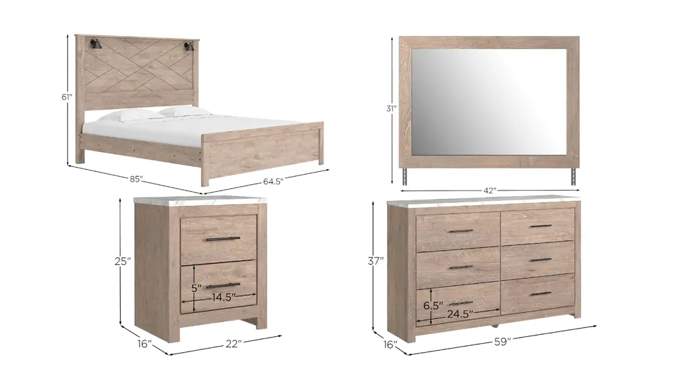 Oakley 4-pc. Bedroom Set Dimensions