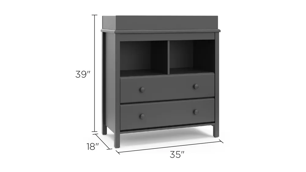 Alpine 2-Drawer Changing Chest Dimensions