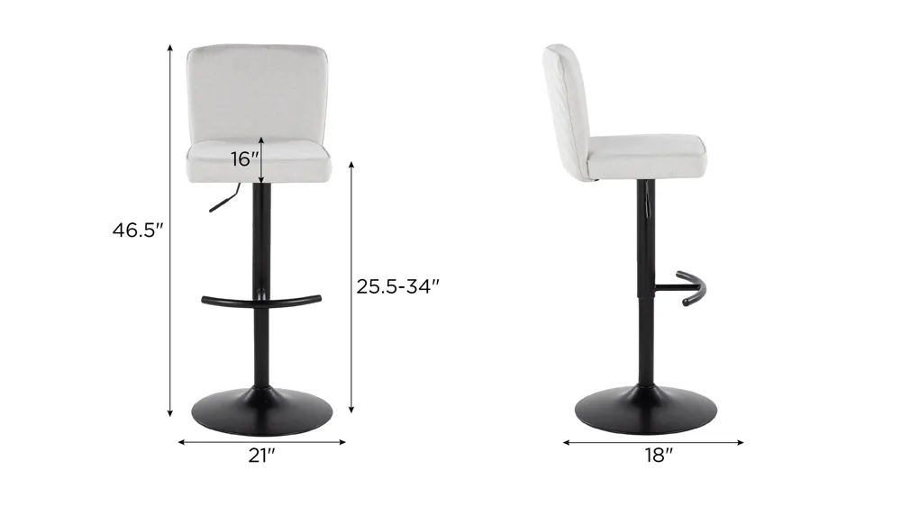 Henry Adjustable Barstool - Set of 2 Dimensions