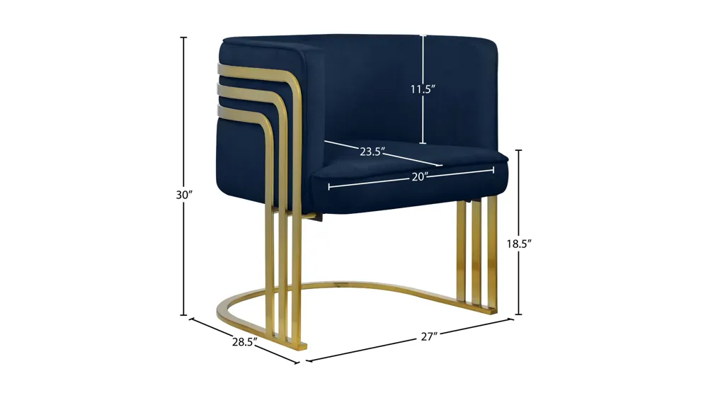 Rays Velvet Accent Chair Dimensions