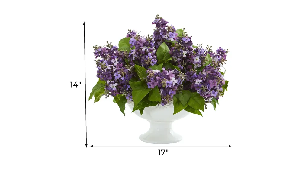 Lilac Artificial Arrangement in White Vase Dimensions