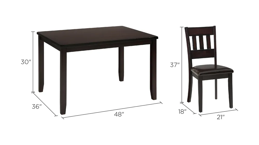 Prairie 5-pc. Dining Set Dimensions