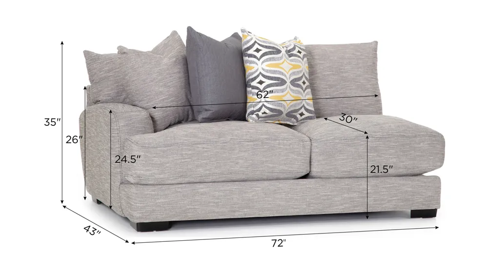 Carter Left-Arm-Facing Loveseat Dimensions