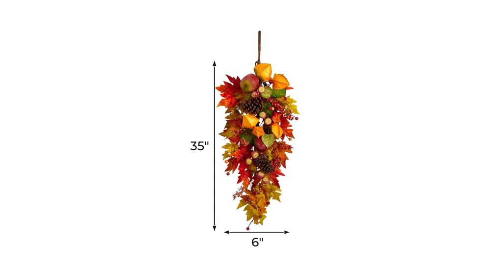 Crisp 35" Maple Leaf and Berries Teardrop Dimensions